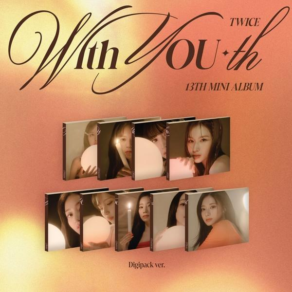 A TWICE 13. mini albumának, a 'With YOU-th'-nak az albumborítói, a csoport tagjainak portréival.