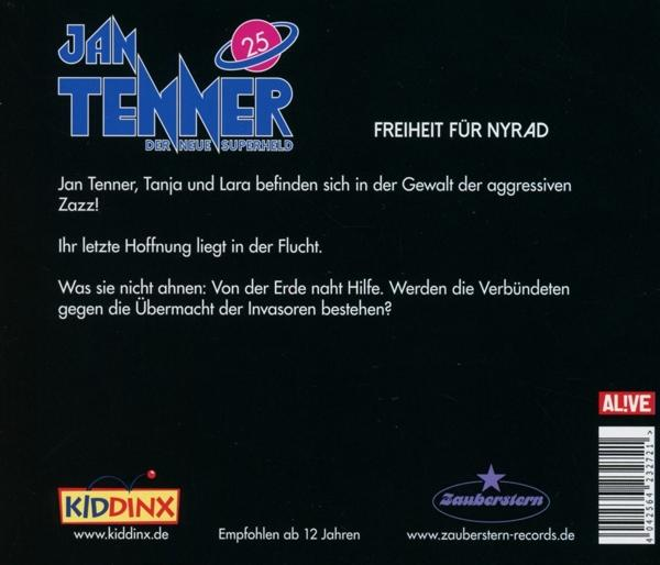 Text auf einem Buchcover: Jan Tenner, Der Neue Superheld, mit Weltraumthema.