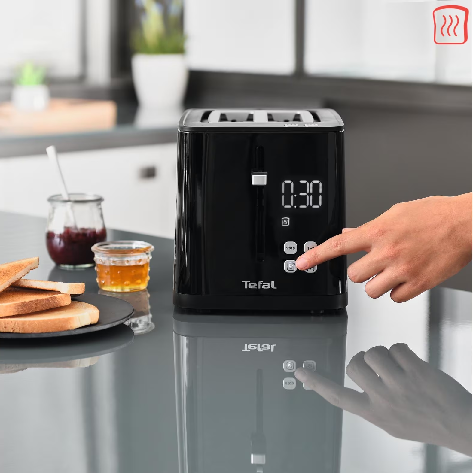 TEFAL Smart'n Light TT6408CH - Toaster (Schwarz)