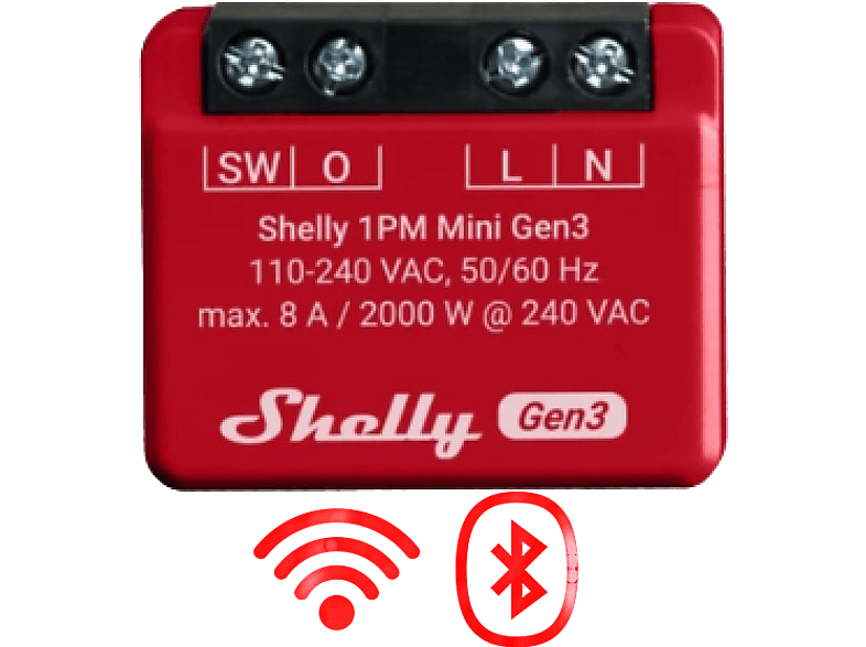 SHELLY 1PM mini egy áramkörös WiFi-s okosrelé, 8A (SHELLY-1PMMINI)