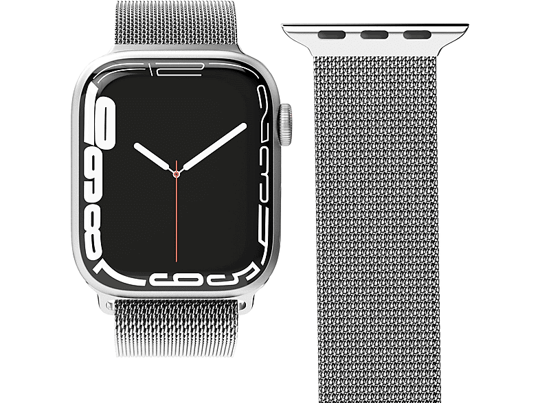 Vonmählen Milanese Loop für Apple Watch 42/44/45/49mm, Silber; Ersatzarmband