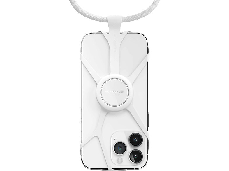 Vonmählen Infinity Plus Handy-Kette + Fingerring, Umhängetasche, für Smartphones bis zu 6.5 Zoll, Weiß
