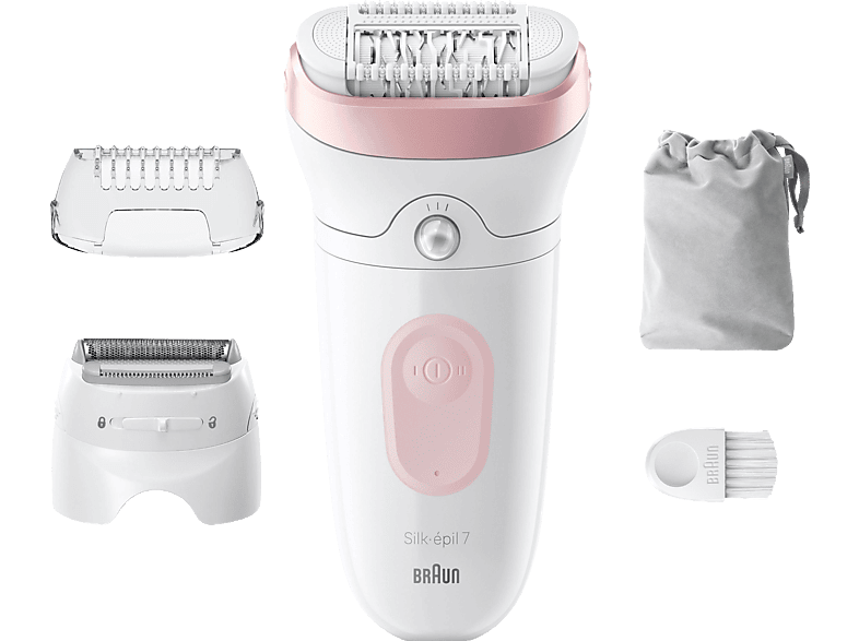 BRAUN Silk-épil 7 7-030 Epilierer, Weiß/Flamingorosa