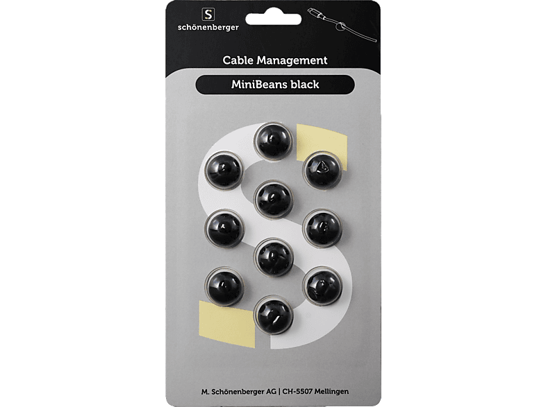 SCHOENENBERGER MiniBeans 10 Stück - Kabelhalterungen (Schwarz)