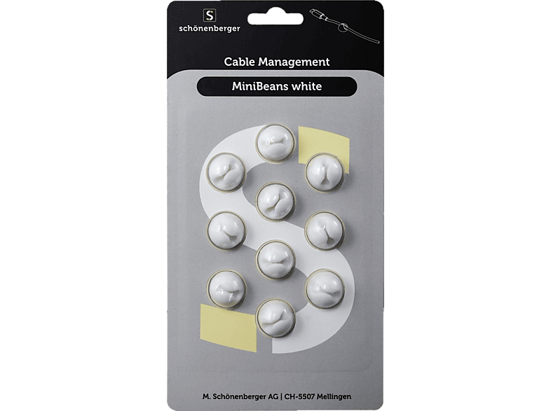 SCHOENENBERGER MiniBeans 10 Stück - Kabelhalterungen (Weiss)