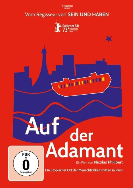 Filmplakat mit Pariser Skyline, Schiff und Titel "Auf der Adamant".