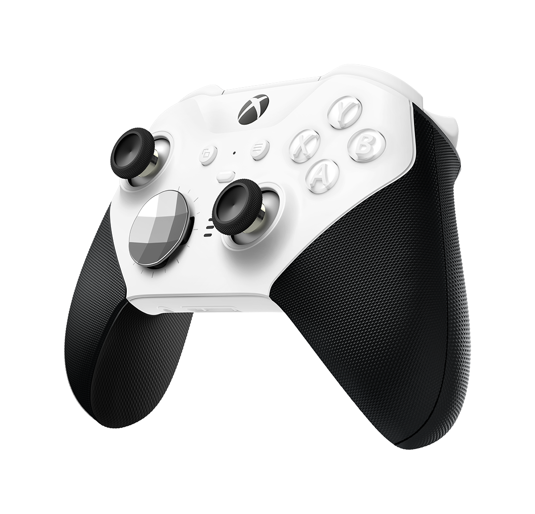 Mando inalámbrico Xbox Elite V2 Microsoft Core White con Bluetooth, vista angular, joysticks ajustables y gatillos, compatible Xbox, PC y móvil