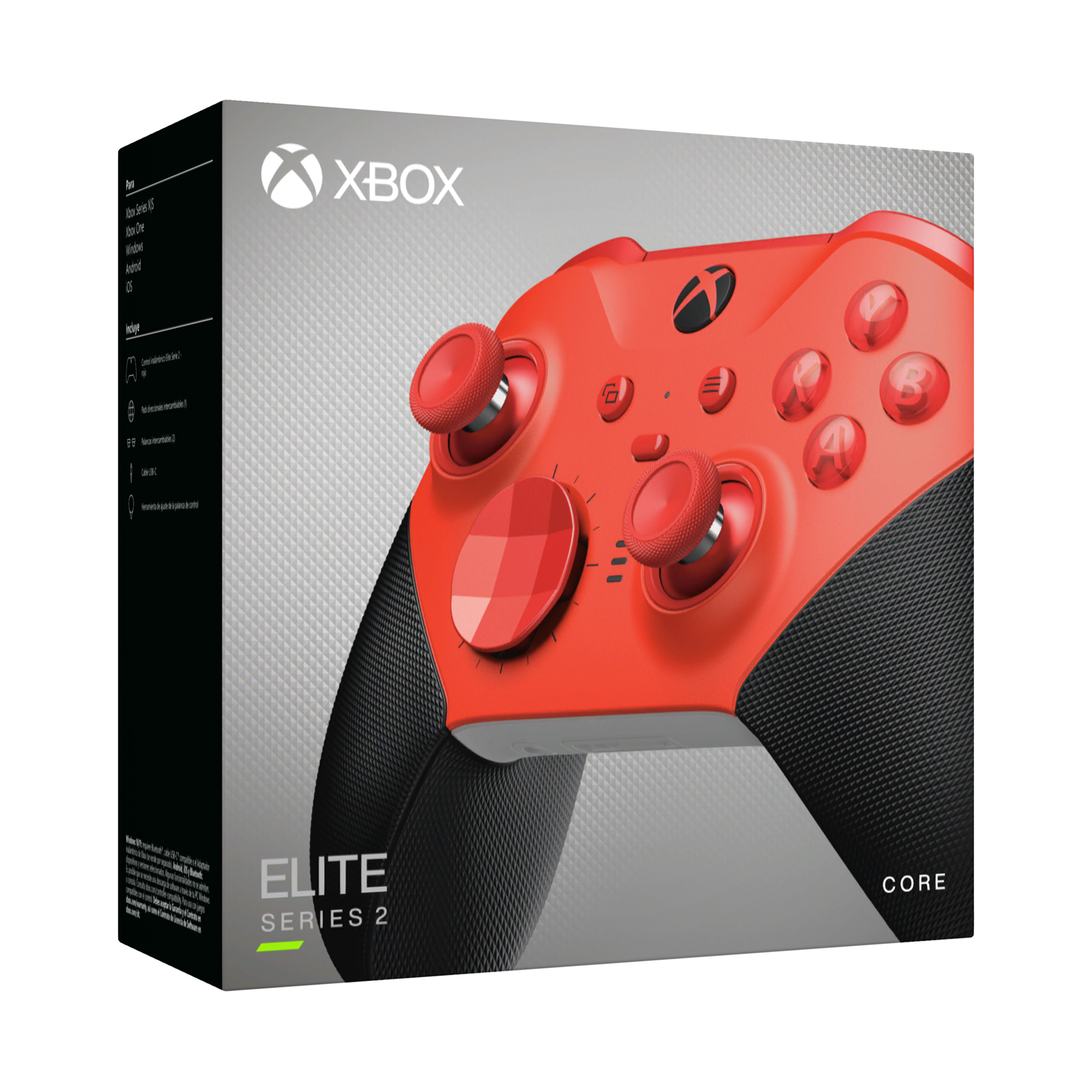 Se muestra un mando Xbox rojo en su caja con el logotipo de Elite Series 2.