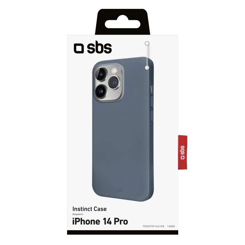 Handyhülle für iPhone 14 Pro in einer Box. Blaue Farbe.