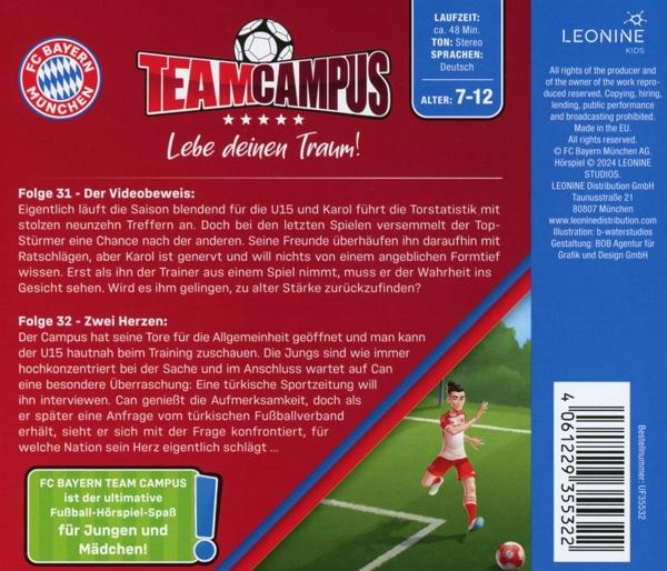 Rückseite eines deutschen Comic-Buches über eine Fußballmannschaft, mit Illustration und Text.