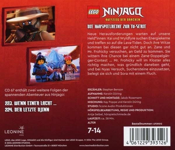 Lego Ninjago Box Art. Enthält Lego-Figuren, Text auf Deutsch und Lego-Logo. Buntes Design.