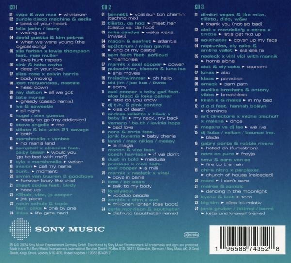 Rückseite der CD mit Titelliste. Sony Music Logo unten. Weißer Hintergrund.