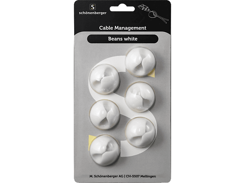 SCHOENENBERGER Beans 6 Stück - Kabelhalterungen (Weiss)
