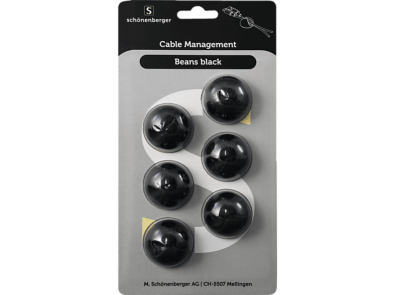 SCHOENENBERGER Beans 6 Stück - Kabelhalterungen (Schwarz)