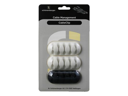 SCHOENENBERGER CableClip 3 pièces - Supports de câbles (blanc/noir)