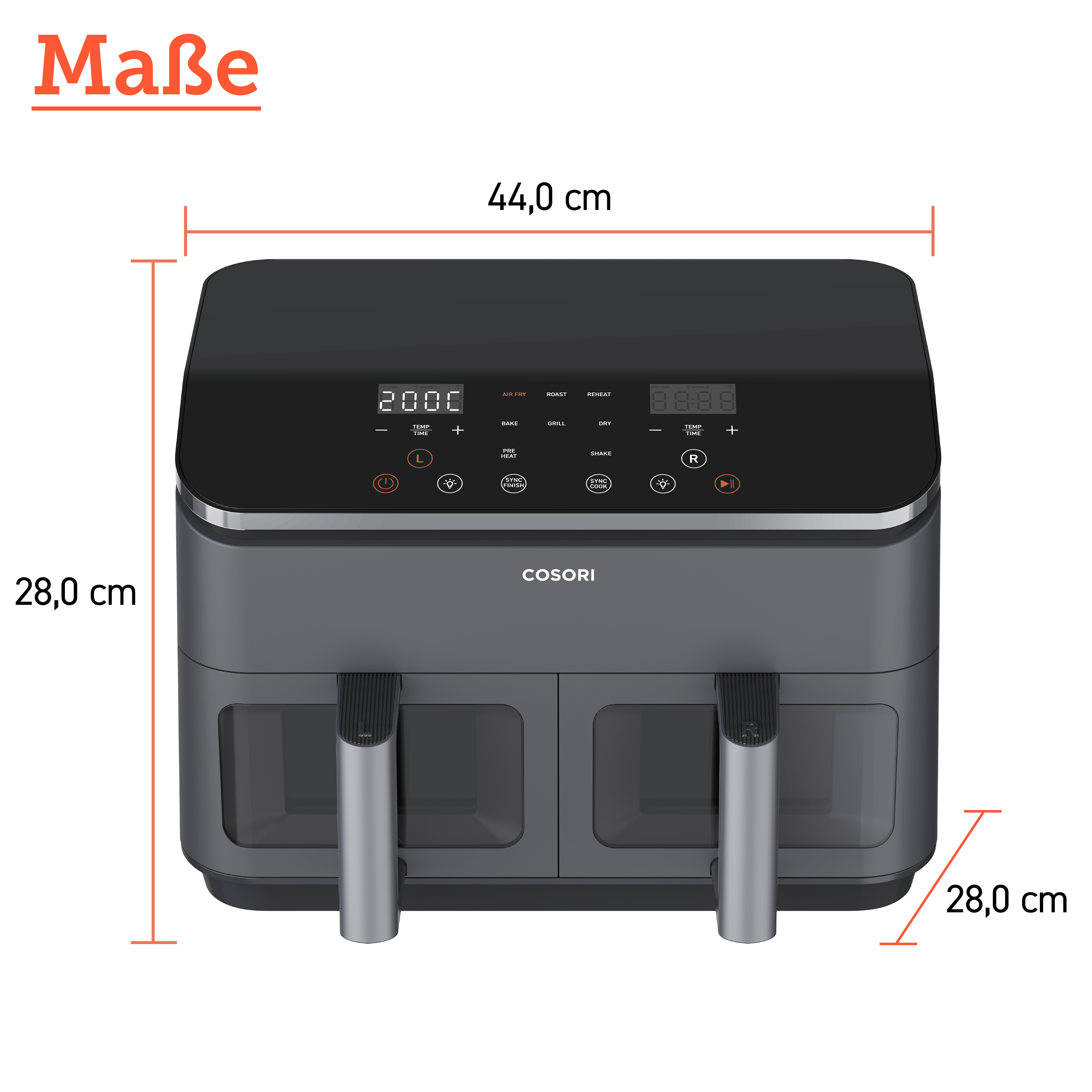 Cosori CAF-R901-AEU Siliconen bakvormen, 2 stuks, dubbele mand, digitaal, 8,5 l grote capaciteit, herbruikbare siliconen vormen voor luchtfriteuse voor COSORI friteuse 8,5 l