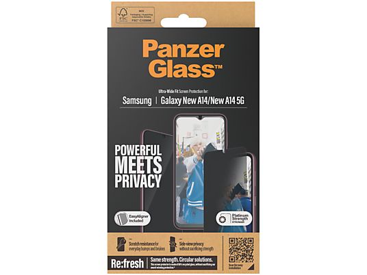 PANZERGLASS GALAXY NEW A15/A15 5G-UWF PRIVACY Screenprotector voor Samsung Galaxy A15/A15 5G Zwart