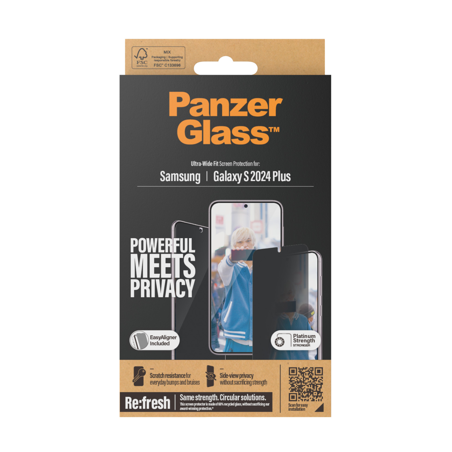 Doos PanzerGlass schermbeschermer voor Samsung Galaxy S24 Plus.