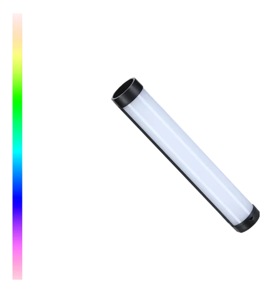 RGB-Lichtleiste mit Farbspektrum links, weiße Lichtleiste rechts.