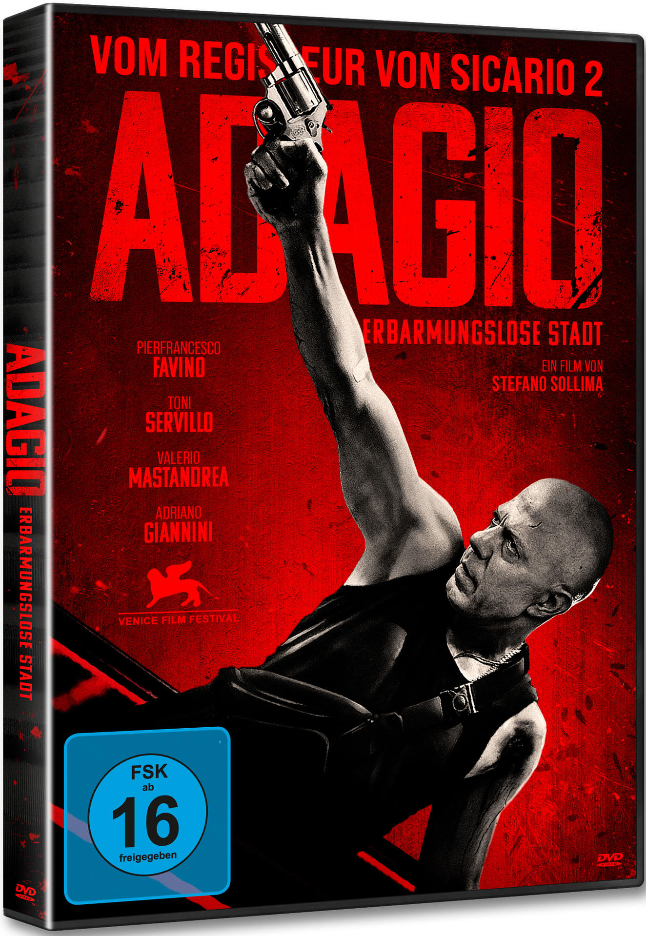 DVD-Cover des Films 'Adagio', Mann mit Waffe.