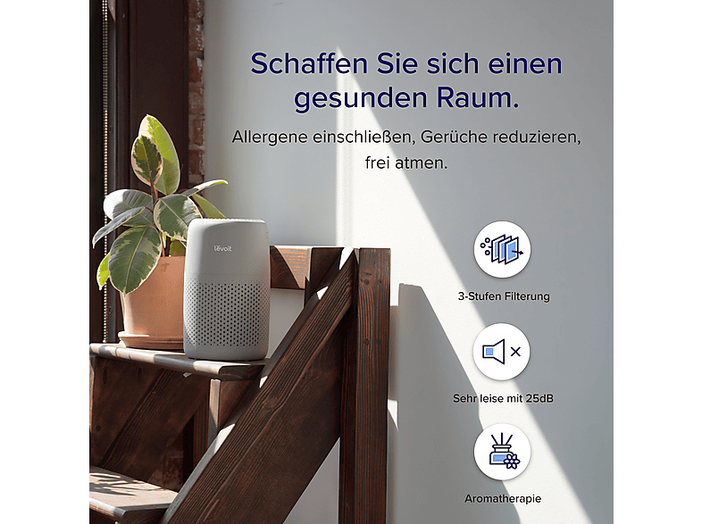 Levoit LAP-C161-AEUR Core Mini Pro True Luftreiniger Hellgrau (7 Watt, Raumgröße: 16 m²) — Foto 3 von 5
