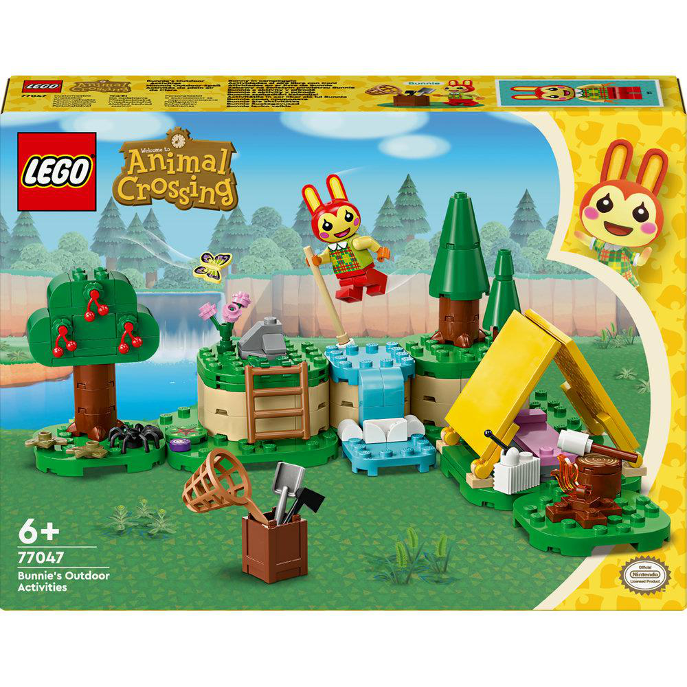 Lego Animal Crossing Set mit Hasenfigur, See und Zelt.