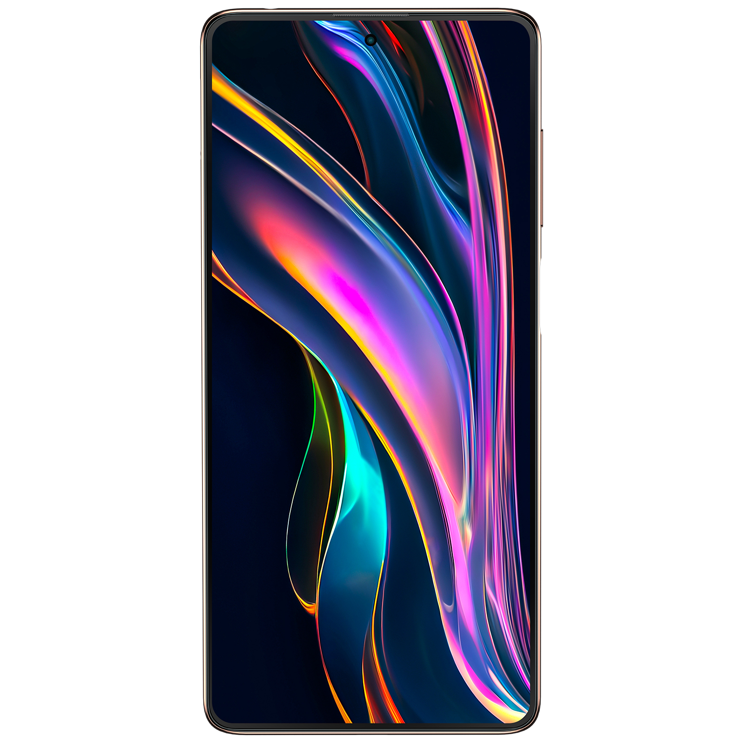 Ekranında canlı, renkli soyut bir arka plan bulunan akıllı telefon.