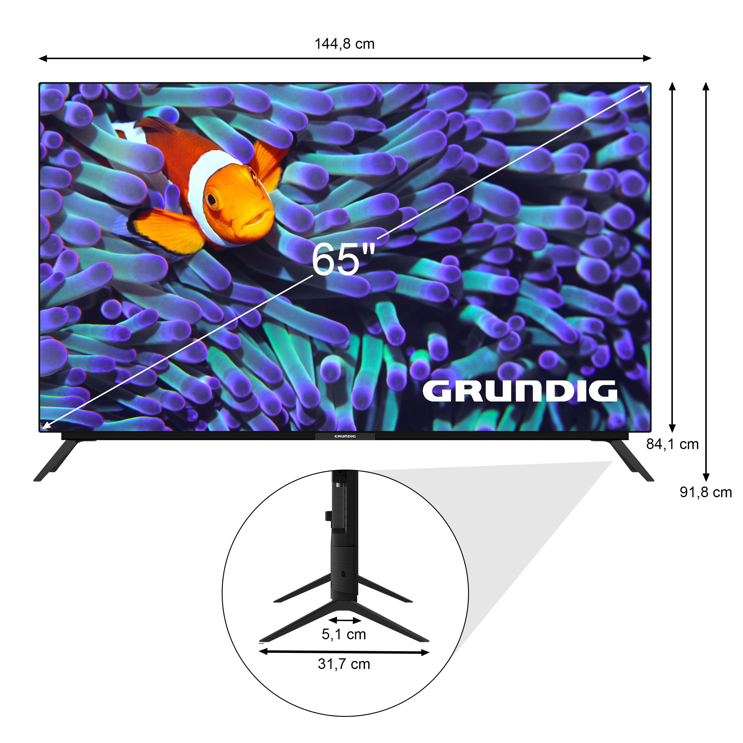 GRUNDIG 65 GOB 9380 OLED TV (65 Zoll / 161 cm, UHD 4K, SMART TV, Ambilight, Android 11)