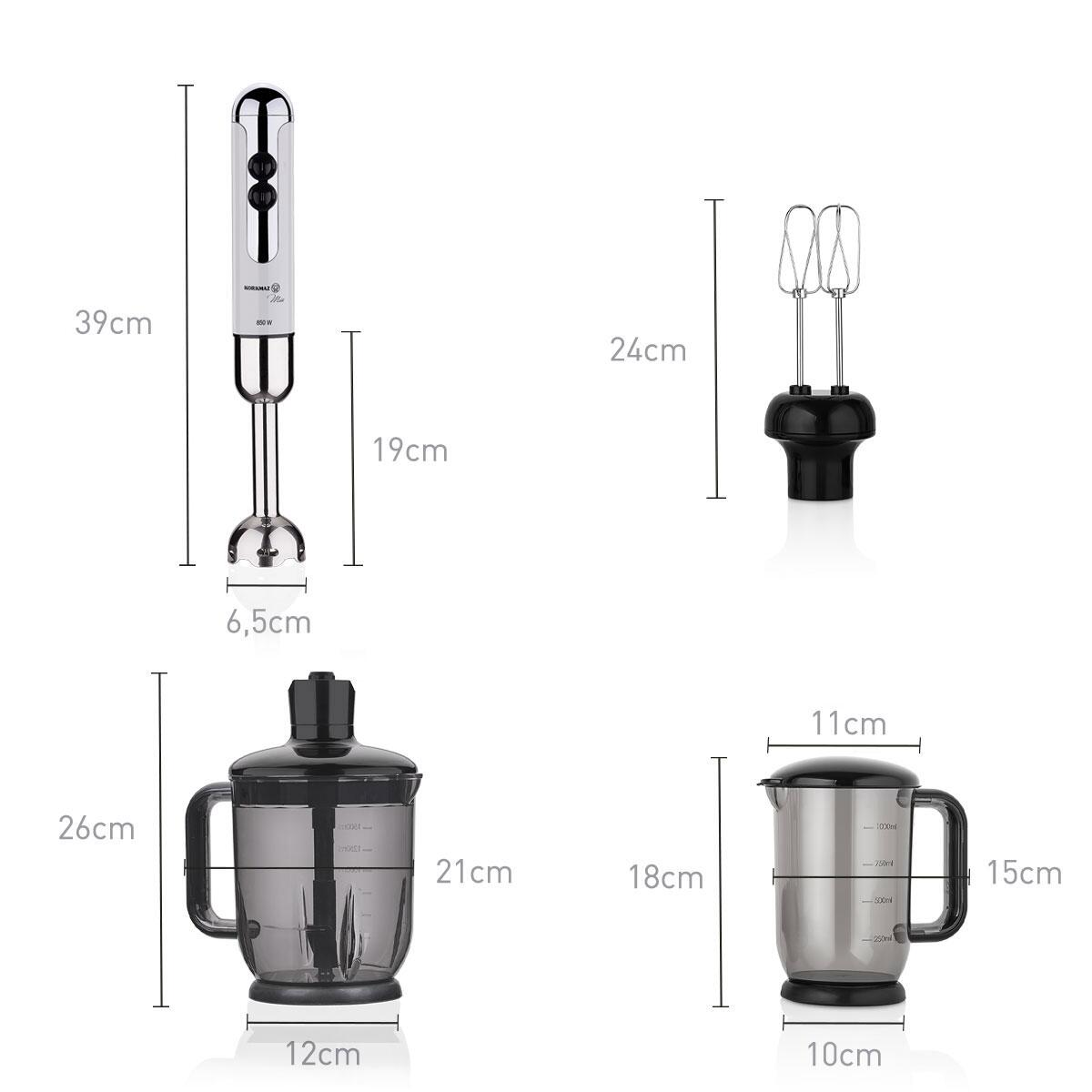 KORKMAZ A447-14 Mia Mega Blender Seti Vanilya Krom