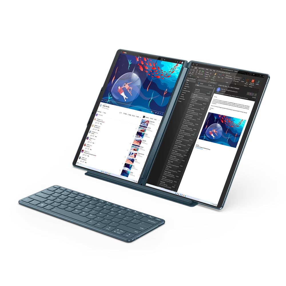 Portátil - Lenovo Yoga Book 9 13IRU8, 13.3" 2.8K, Intel® Core™ i7-1355U, 16GB RAM, 1TB SSD, Iris® Xe, Windows 11 Home, Azul, Lápiz digital INCLUIDO