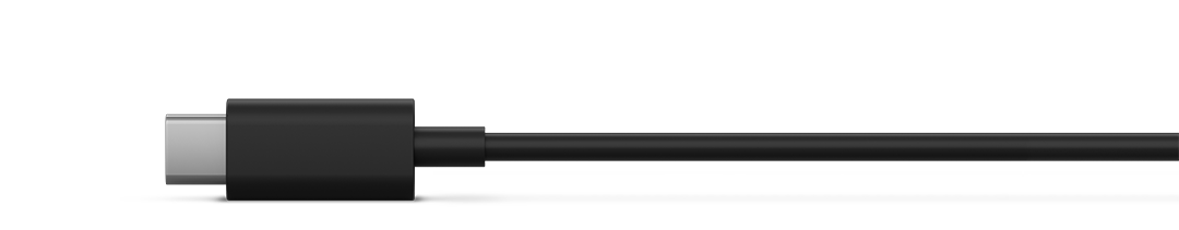 Un cable USB-C negro con su conector sobre un fondo negro.