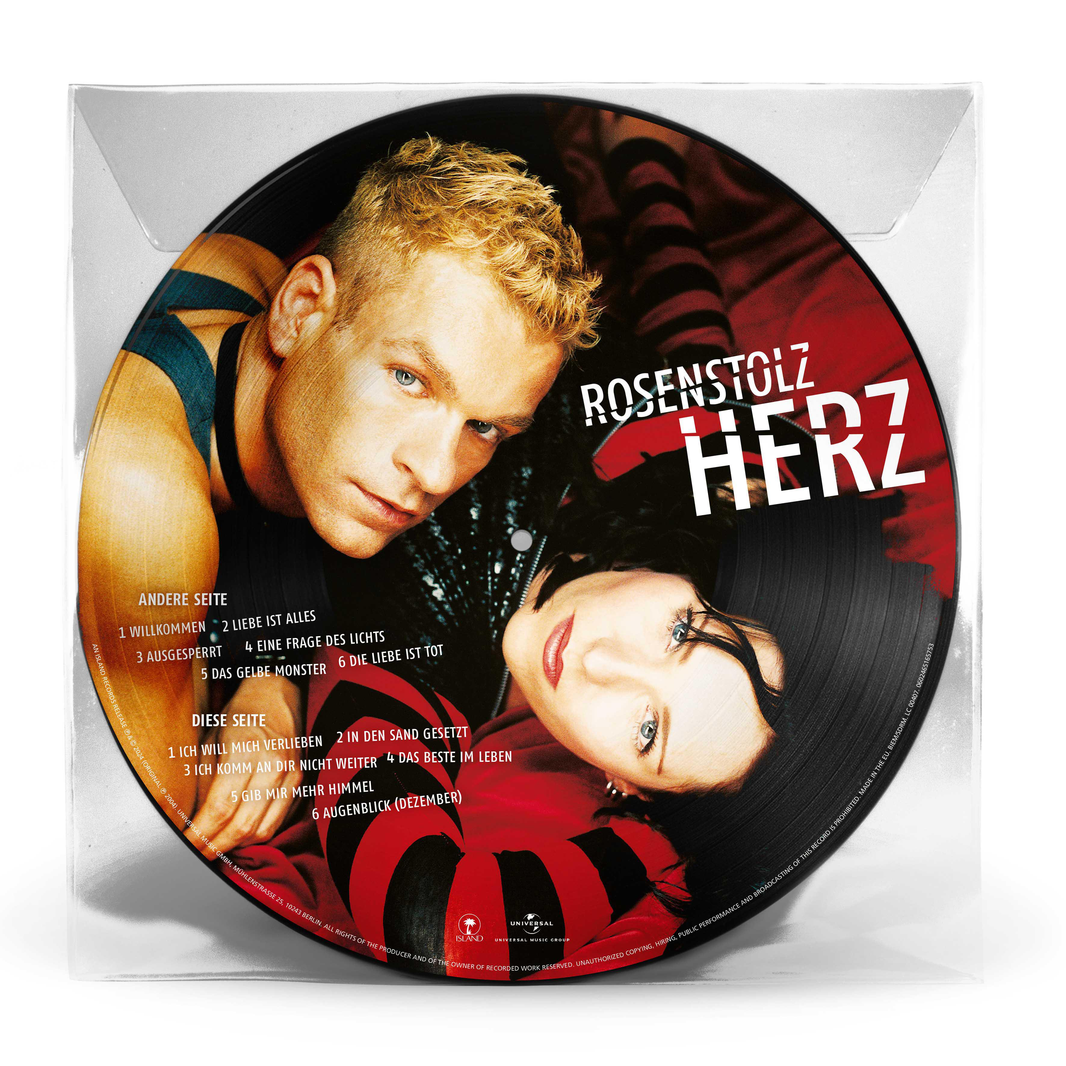 CD einer Band mit zwei Personen. Einer ist blond, der andere hat schwarze Haare und rote Kleidung.
