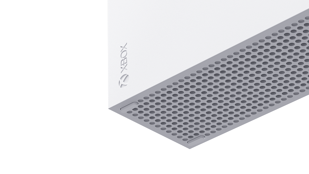 Consola Xbox blanca con el logo Xbox en la esquina superior izquierda.