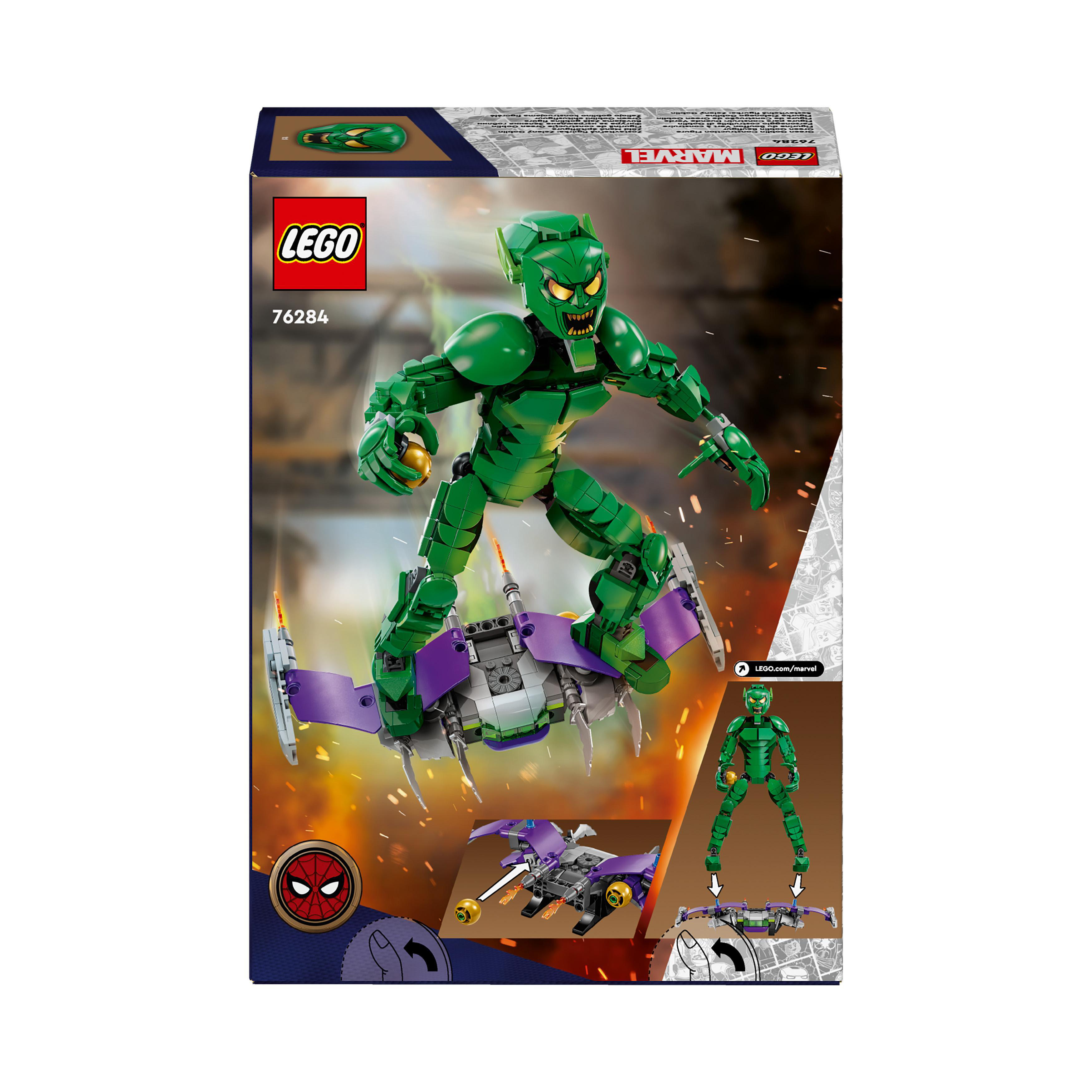 Lego-Box mit Green Goblin auf einem Gleiter.