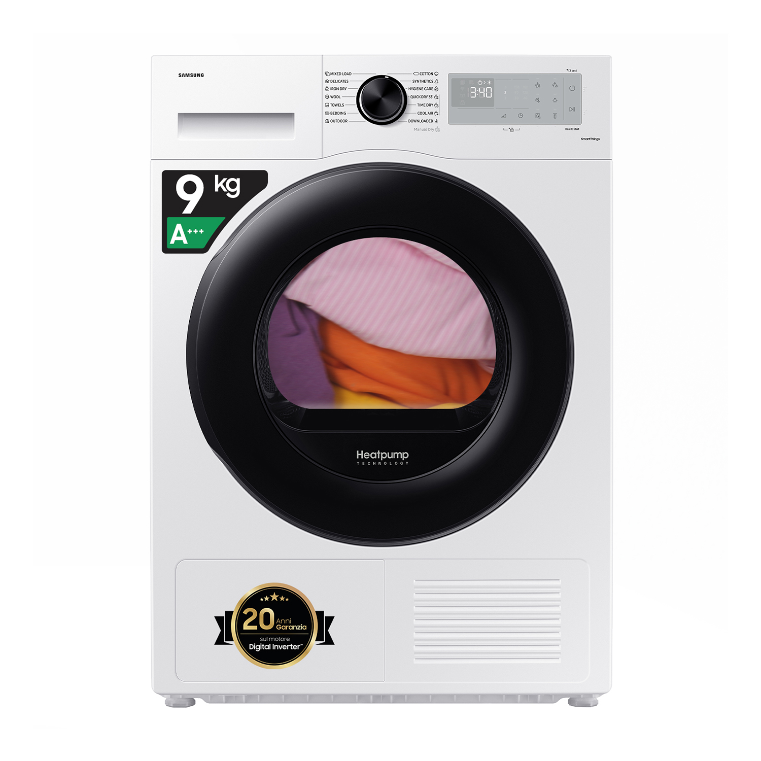 Samsung Dv90Cgc2A0Ahet asciugatrice, 9 kg, 60 cm, Classe A+++