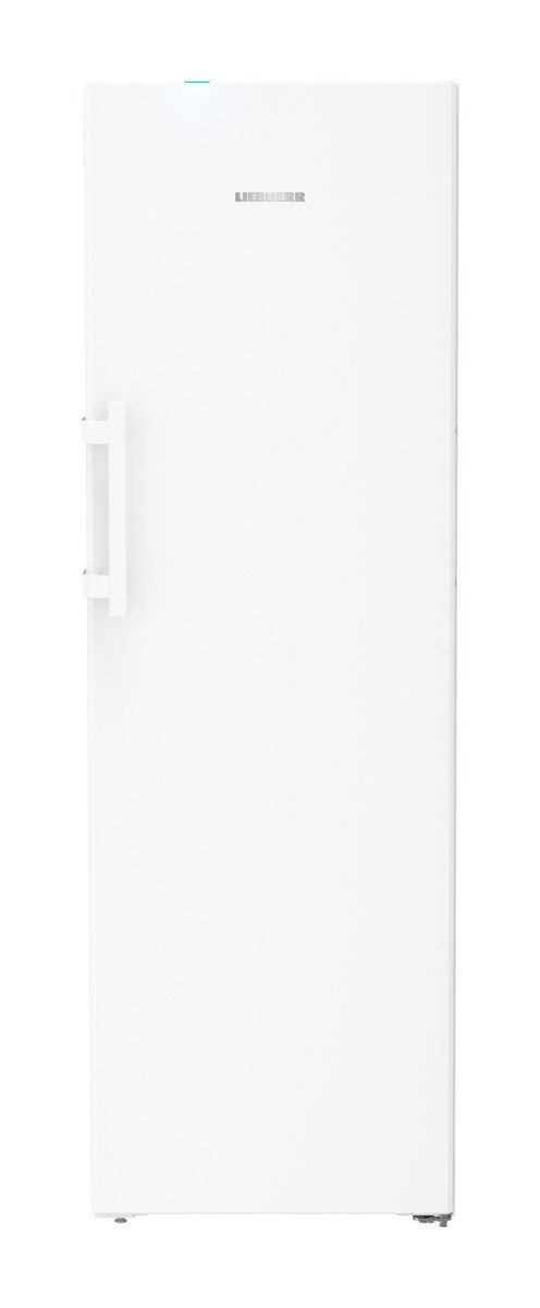 Weißer Liebherr Gefrierschrank. Ein hoher, weißer Kühlschrank mit Griff und Liebherr-Logo.