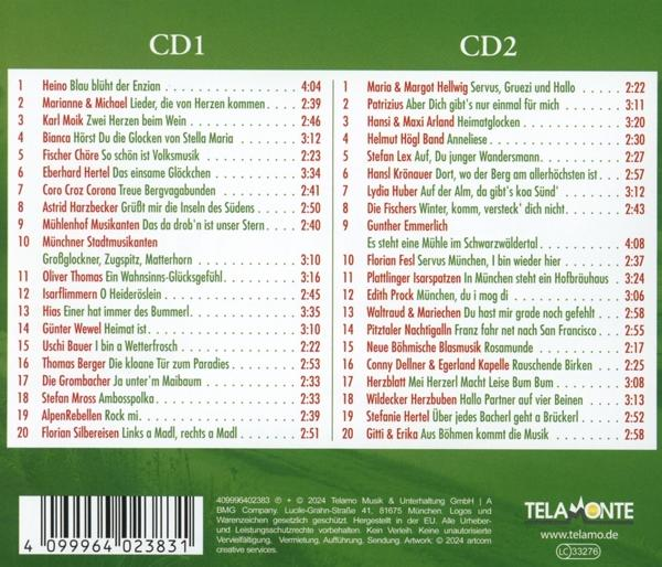 Rückseite einer CD mit Titeln und Credits auf Deutsch.