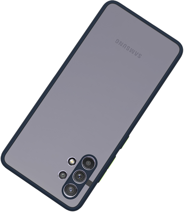 Telefontok; szürke hátlap, sötétkék keret és tripla kamera.