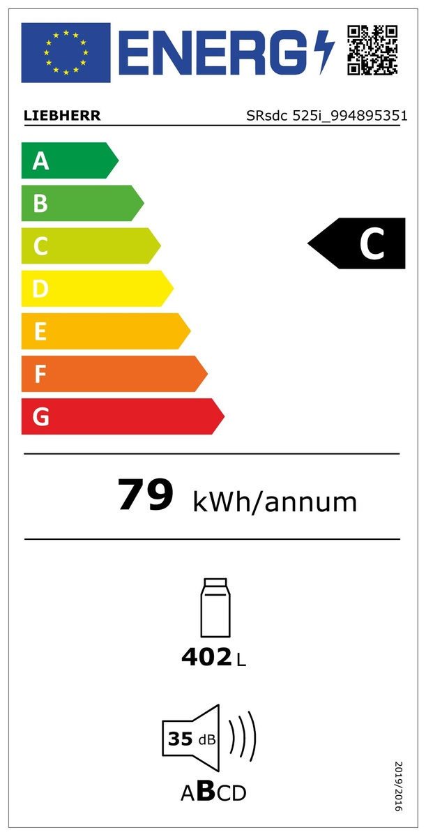 Egy energia címke értékelésekkel és a LIEBHERR logóval.