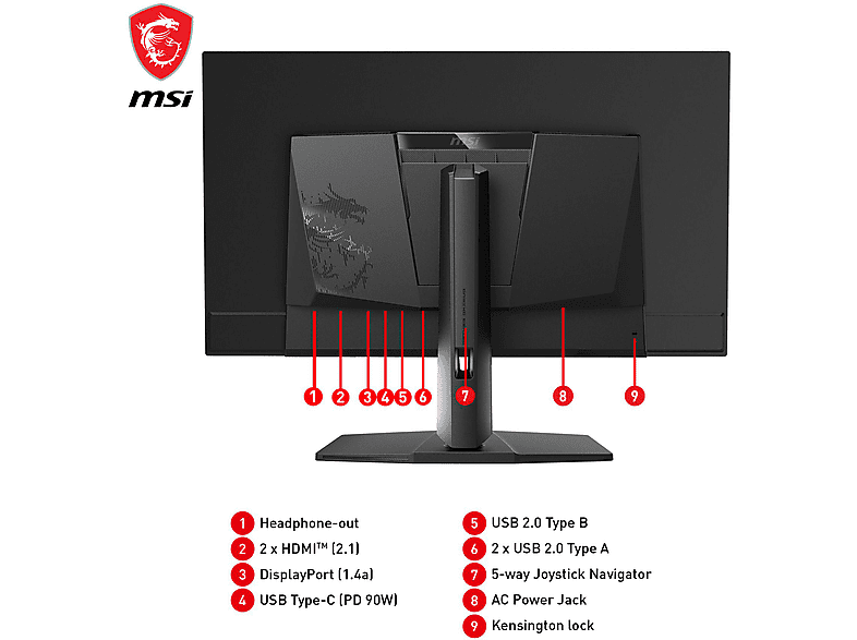 MSI MPG 321URXDE QD 31,5 Zoll Gaming Monitor, UHD 4K, 0,03 ms Reaktionszeit, 250 cd/m², 240 Hz, Schwarz — Foto 4 von 5