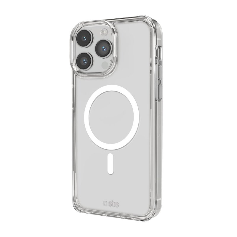 Eine transparente Handyhülle mit Kameraausschnitt und kreisförmigem Ladebereich.