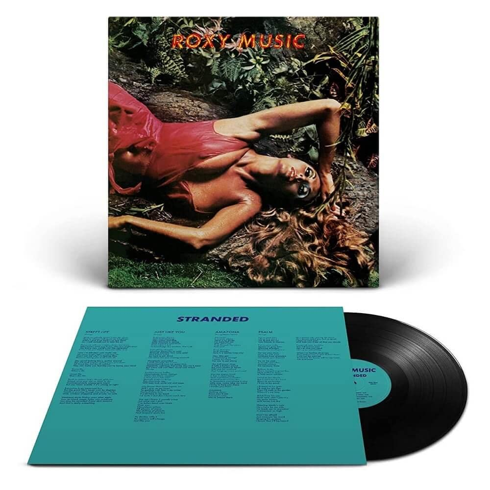 Roxy Music album borító, egy piros ruhás nővel a földön fekve.