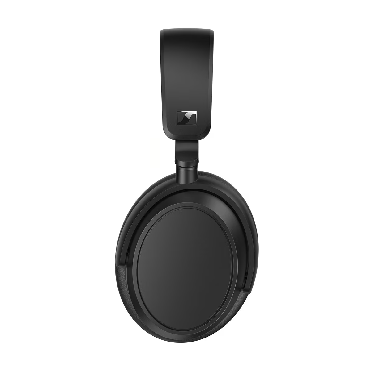 Auriculares supraaurales negros, vista superior, sobre un fondo blanco.