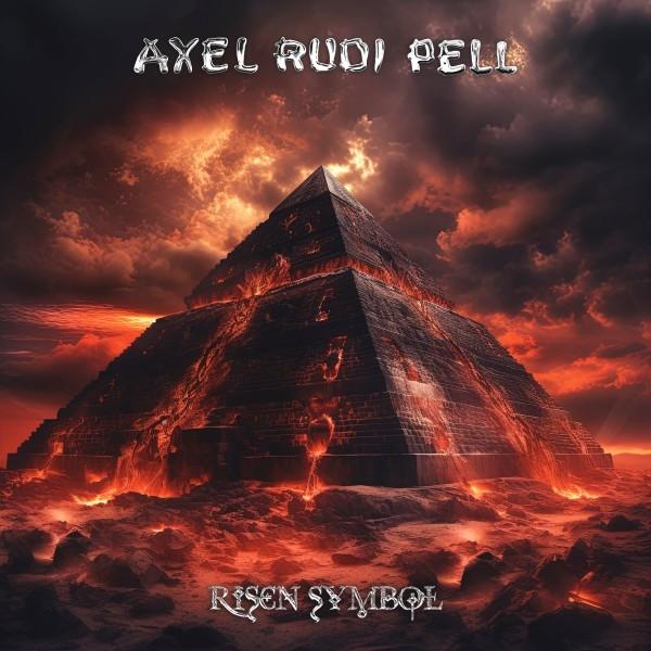 Albumcover mit brennender Pyramide und Axel Rudi Pell Text.