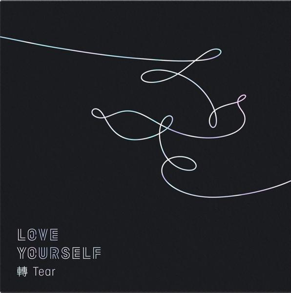 Fekete albumborító fehér vonalvezetéssel és szöveggel: LOVE YOURSELF, Tear.