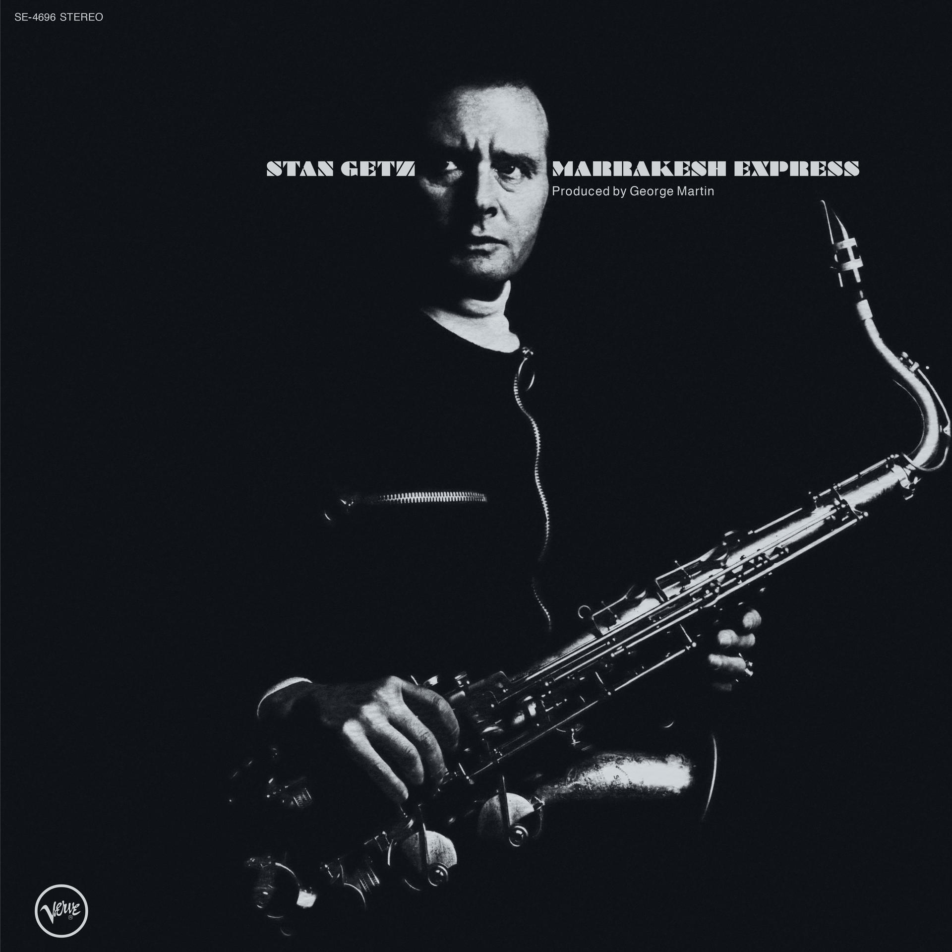 Stan Getz szaxofonnal. Fekete-fehér album borító, címe: Marrakech Express.