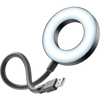 Aro de luz - CellularLine USB Ring Light, Con puerto USB, Compatible con USB-A, Brazo flexible, Regulable, Negro
