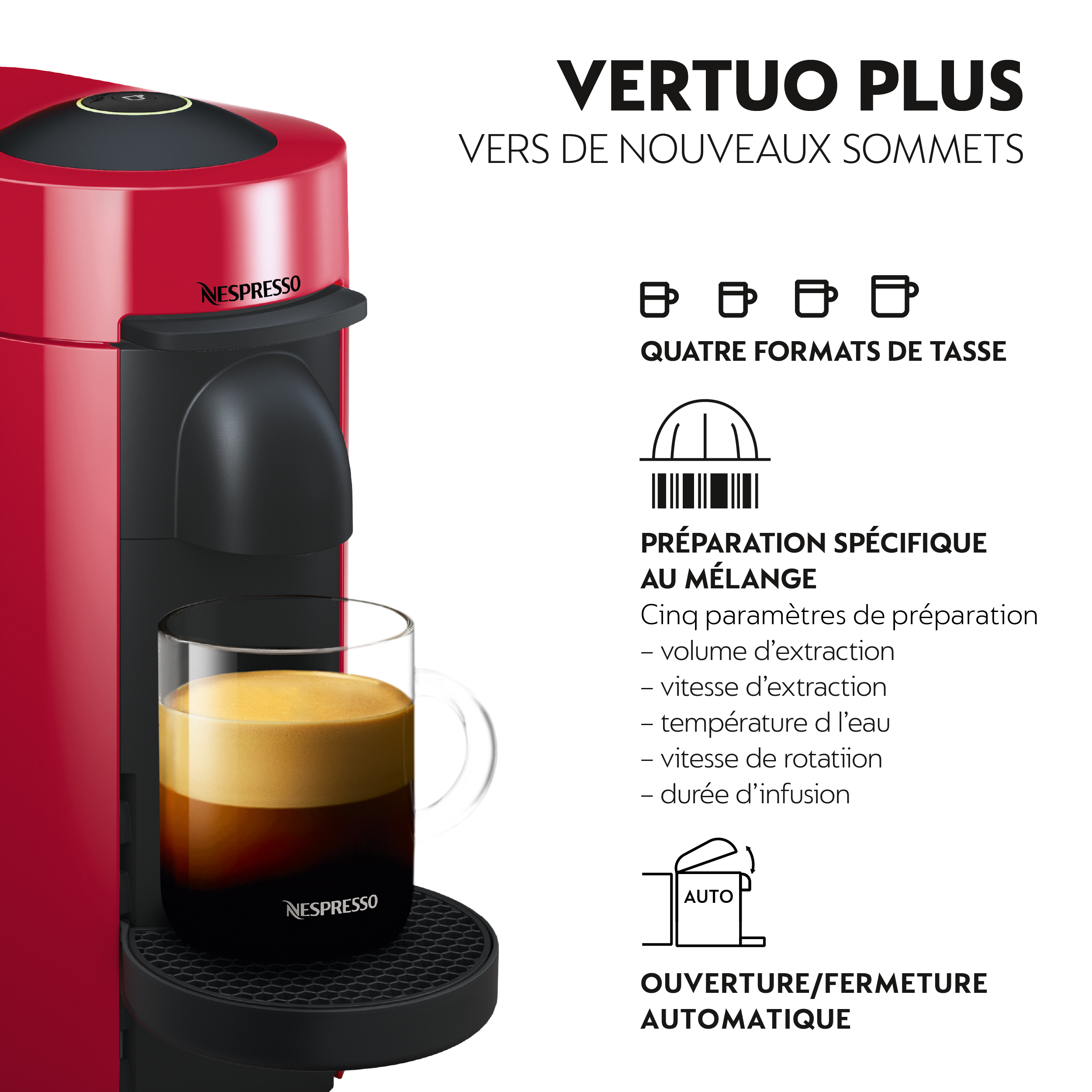 MAGIMIX  Nespresso Vertuo Plus Rouge (11389B) - Machine à capsules - Noir