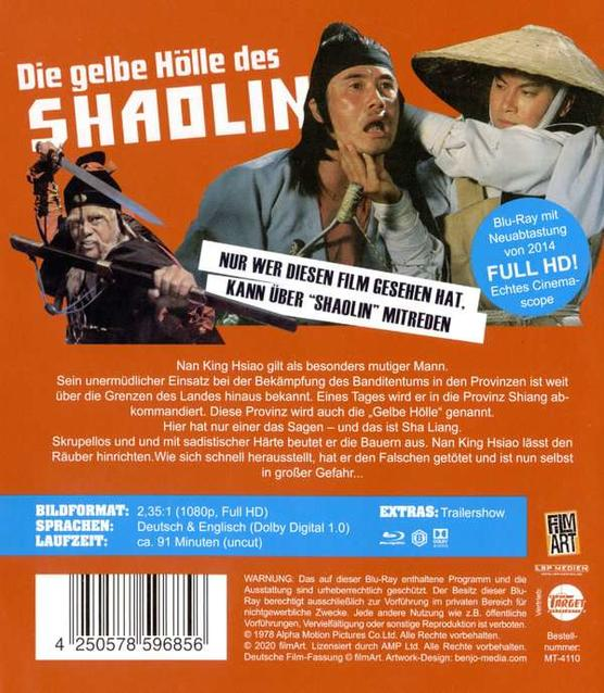 Die Rückseite einer Blu-ray-Disc mit Filmszenen und Text über den Film.