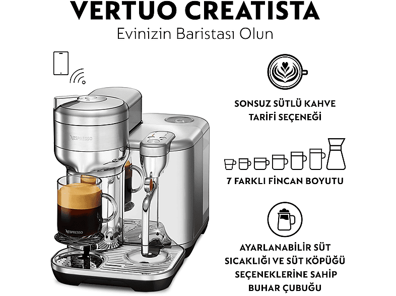 NESPRESSO Vertuo Creatista Pro Kapsüllü Kahve Makinesi Metalik_1